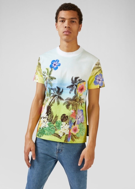 Versace Tropical Island Print T-shirt Herr - 054782KMA